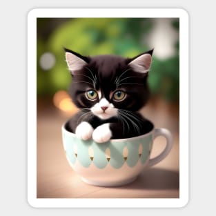 Adorable Cat Illustration - Modern Digital Art Sticker